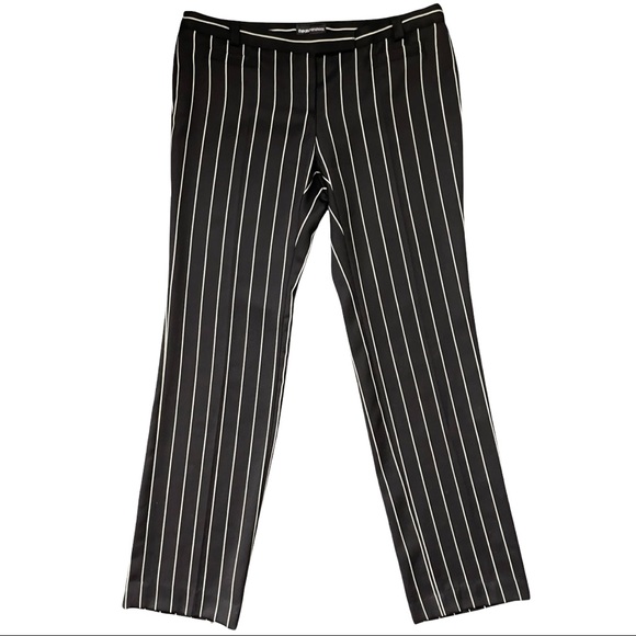 Emporio Armani Trousers Wool Pants Dressy Work Career Black White Stripe Size 12 - Picture 4 of 6